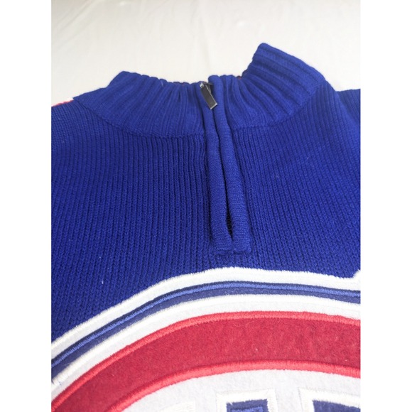 Montreal Canadiens Hoodie Official NHL Blue Size Large W/Large Logo Knit Sweater - Picture 6 of 11